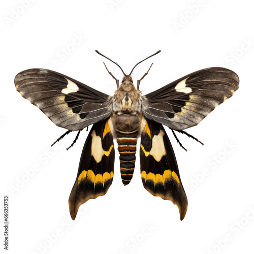 Five-spotted hawk moth,Beautiful moth isolated on transparent background,transparency 
