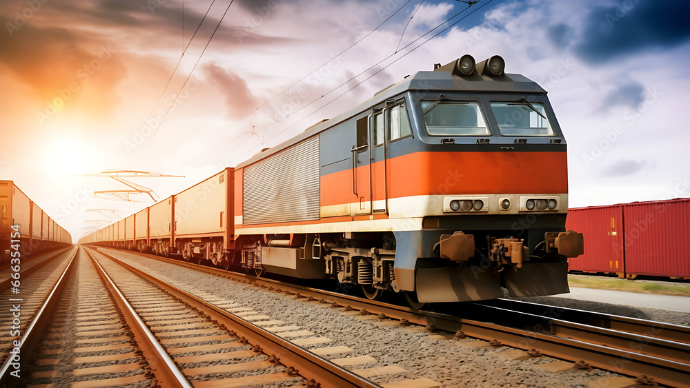 Freight train cart with containers. Freight train cart with containers.