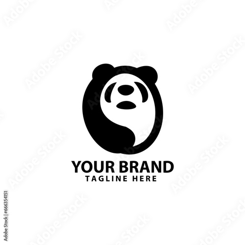 abstract panda elips symbol logo desain vector