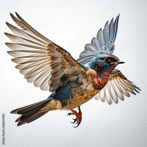 Barn Swallow Flying Wings Spread Bird Hirundo Rust, Hd , On White Background 
