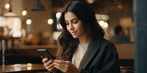 Close up of a young woman holding a smartphone © Moward