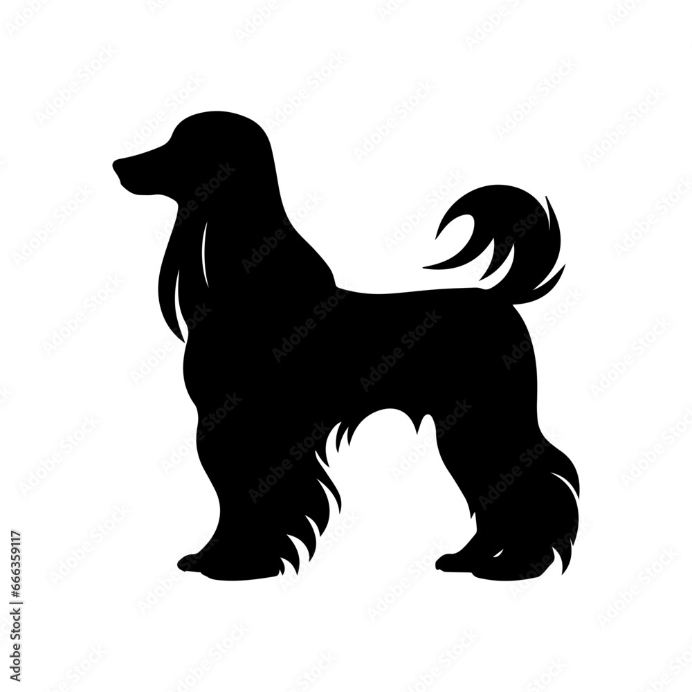Afghan Hound Dog Vector Silhouettes, Generative AI.