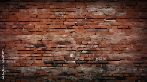 Old red brick wall background  wide panorama of masonry. Generative AI