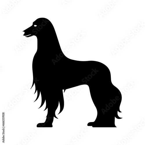 Afghan Hound Dog Vector Silhouettes  Generative AI.