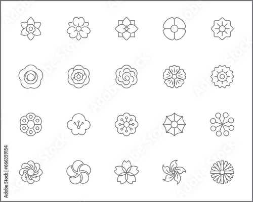 Set of flower and Botanical Icons line style. Included the icons as floral, nature, bouquets, flowers, bloom And Other Elements. customize color, easy resize.