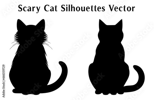 Halloween Scary Cat Vector illustration bundle, a silhouette Set of Halloween evil black cats