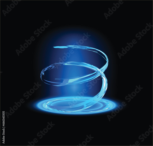 Neon blue futuristic swirl game effect.