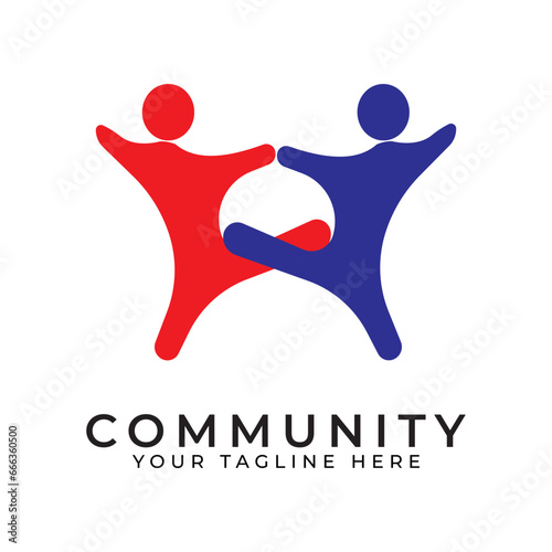 Community logo   community network   and people check.Logos for teams or groups   kindergartens   and companies. With vector illustration editing.