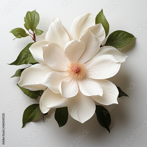Magnolia Flower Isolated White Surfacephotorealist, Hd , On White Background  © Moon Art Pic