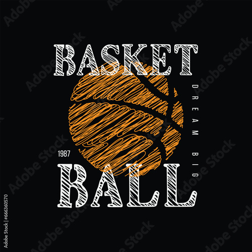 Vector illustration on the theme of basketball. t-shirt graphics, poster, banner, flyer, print and postcard