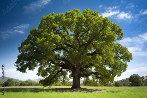 Green oak tree image. Generative AI
