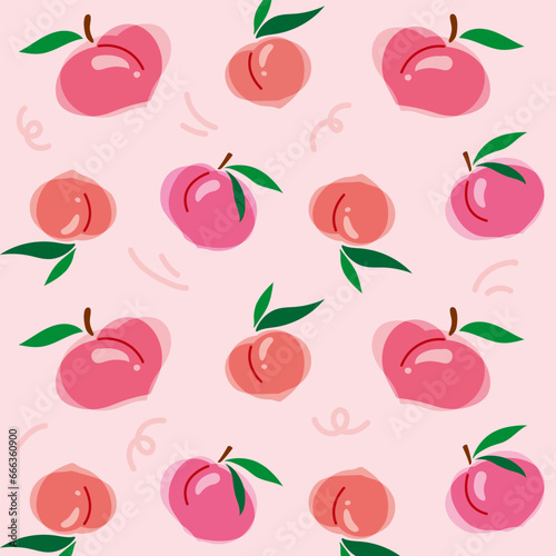 A simple apricot-colored peach pattern on a pale pink background.