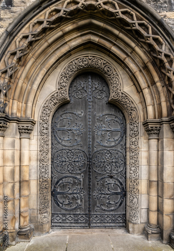 ornate metalwork on a chapel door at St. Mary's Episcopal Cathedral, Edinburgh