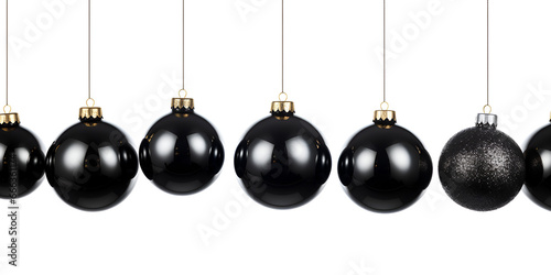 Closeup of Black Polished Christmas Ball Decoration Luxurious Black Christmas Bauble Closeup 