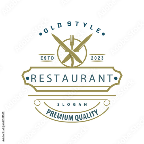 Restaurant Logo, Vintage Retro Business Typography Design for Food, Cafe, Bar, Restaurant, Simple Templet Illustration