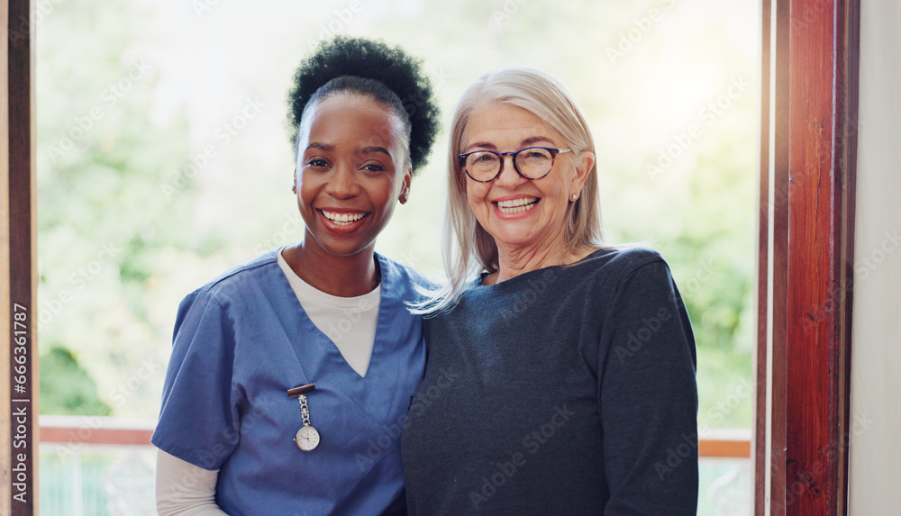 Physical therapy, senior woman and portrait at a retirement home for wellness and healthy. Happy, smile and caregiver with elderly consultation at clinic with help and support of chiropractor Physical therapy, senior woman and portrait at a retirement home for wellness and healthy. Happy, smile and caregiver with elderly consultation at clinic with help and support of chiropractor