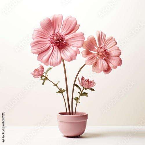 Pink Flower With Word Spring Itphotorealistic Photo  Hd   On White Background 