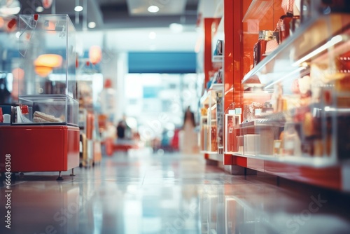 blurred background, retail store. Generative AI