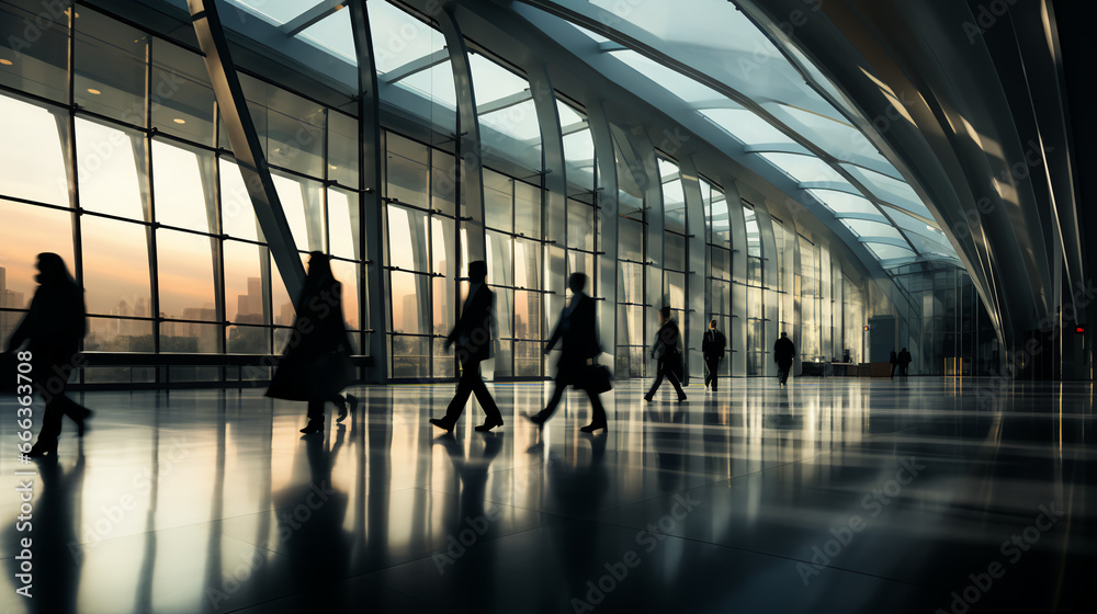 Corporate office - lobby - blurred images - movement - motion blur Corporate office - lobby - blurred images - movement - motion blur