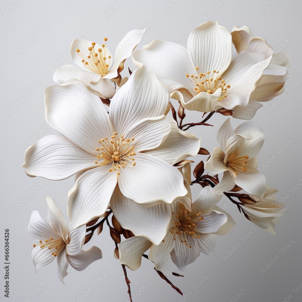 White Flower With White Flower Itphotorealistic , Hd , On White Background 