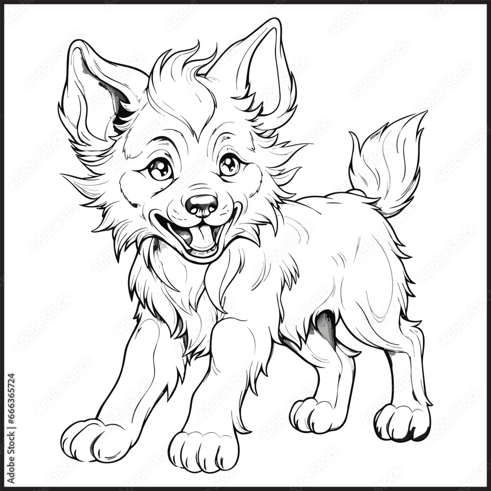 Naklejka premium fox black and white sketch