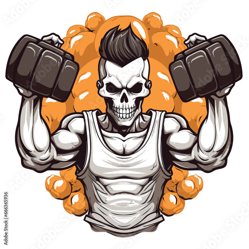 illustration of a skull cartoon boxer