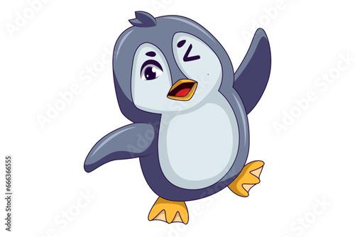 Cute Penguin Character Design Illustration
