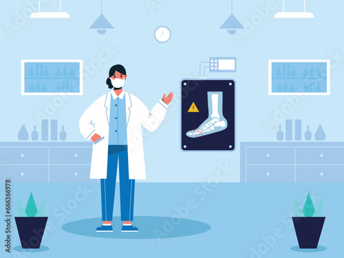 International Radiology Day is celebrated every year on November 8. Radiology illustration with radiology concept on a light blue background.