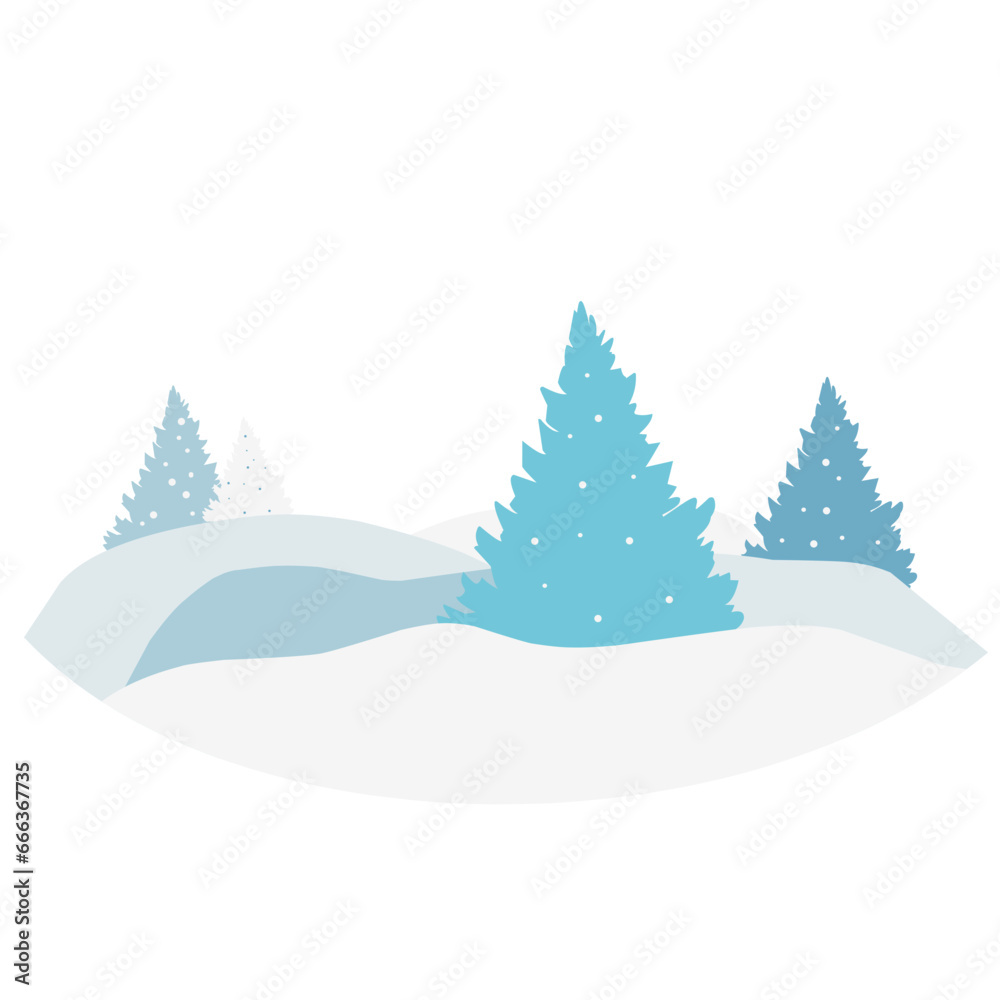 winter landscape with fir tree
