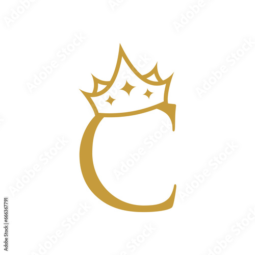 letter C with crown logo design concept isolated on white background.