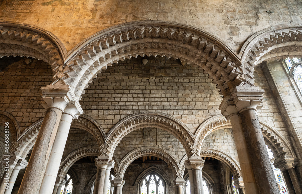 arch designs in the Galilee Chapel, Durham Cathedral, Durham, UK
