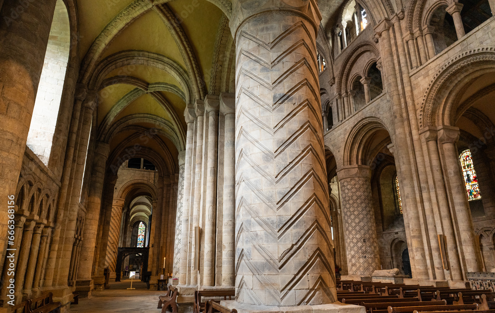 interior pillars, Durham Cathedral, Durham, UK