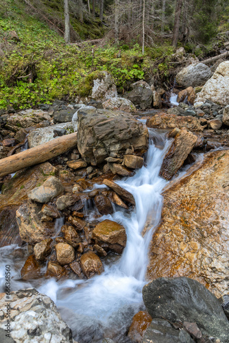 Kaskaden am Bach bei Pufels, Bula, unter der Seiser Alm, Südtirol, Italien photo