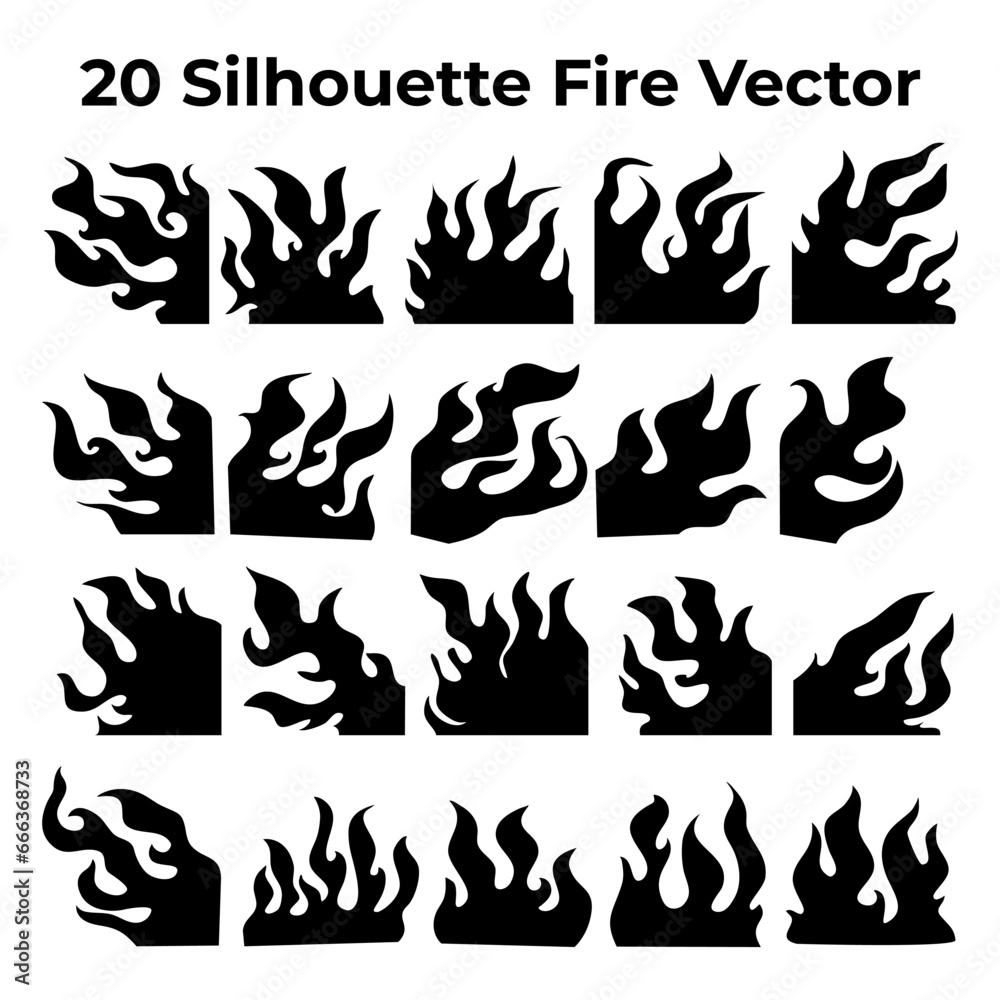 fire silhouette. flame silhouette. illustration of a burning fire. flame. 