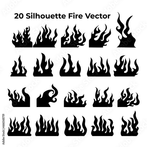 fire silhouette. flame. flame silhouette. illustration of a burning fire.