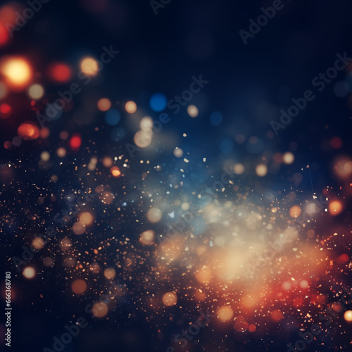 dawn city light, abstract, red and blue and golden light, shimmering, dark background