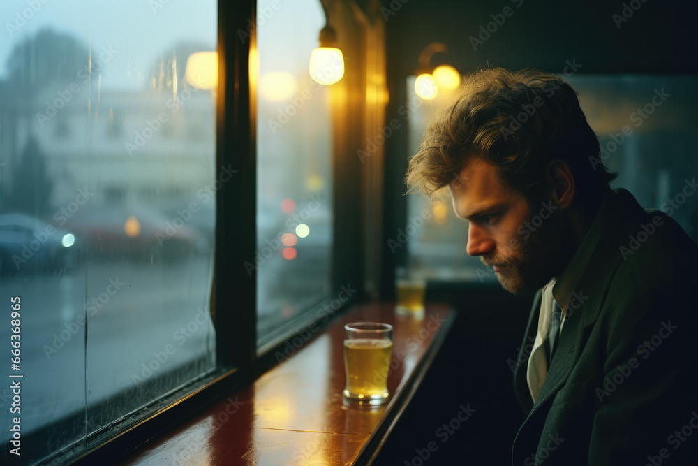 Obraz premium Man drinking in bar