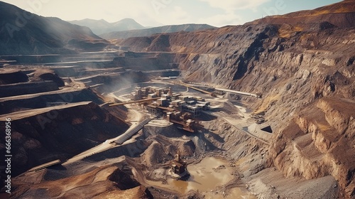 Height View of An Open Pit Mining Site 