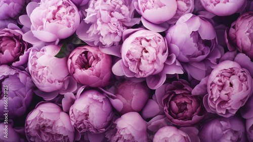 Beautiful peony flowers overhead view