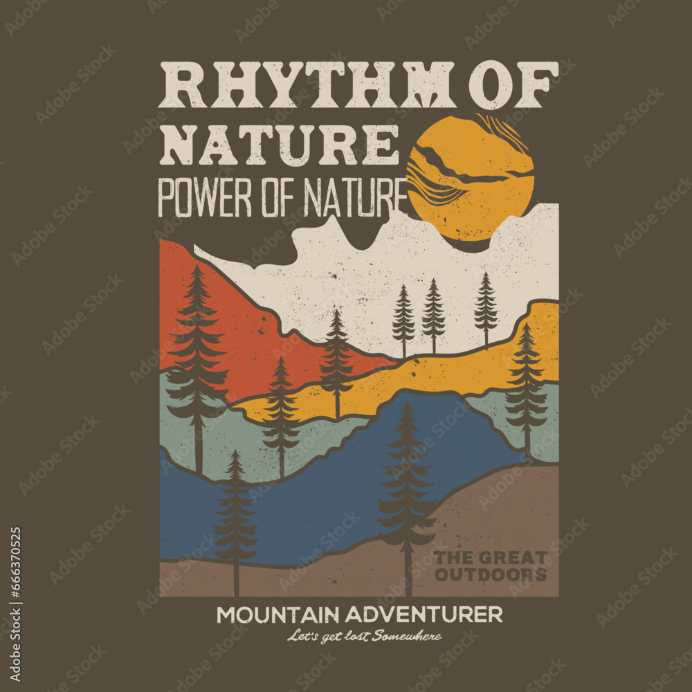 mountain vintage print for vector art use this print T-shirt, Sweatshirt  posters & others,  - obrazy, fototapety, plakaty 