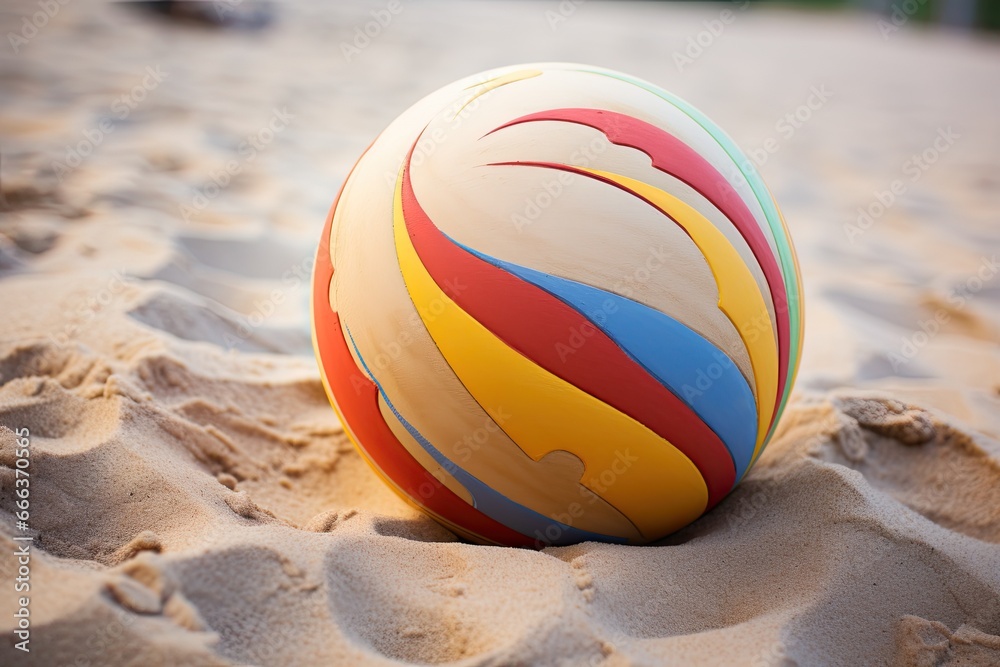 Soft Sand Beach with Vibrant Beach Ball Drawing: A Playful Splash of Color at the Seashore