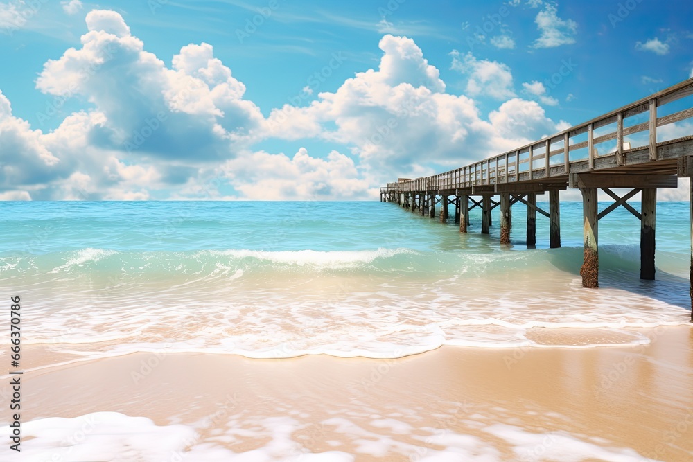 Beach Bridges: Wide Panorama Background Concept - Stunning Coastal Views and Serene Ocean Scenery