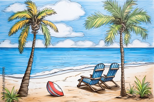 Cartoon Beach Scene: Immerse Yourself in a Vibrant Beach Drawing