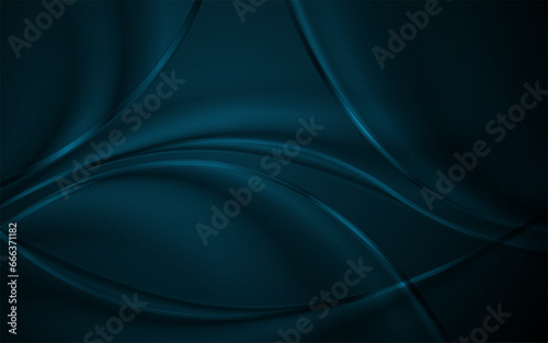 Dark blue smooth glossy waves abstract elegant background. Vector design