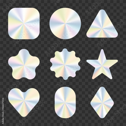 Set shape holographic template sticker in a trendy y2k style.