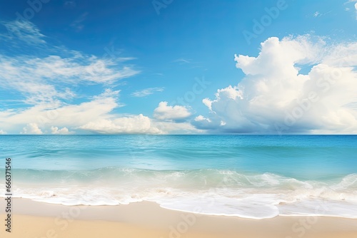 Beach Photo: Wide Panorama Beach Background Concept - Stunning Coastal View for Relaxation and Inspiration © Michael