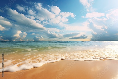 Beach Photo: Wide Panorama Beach Background Concept - Captivating Ocean View with Endless Horizons
