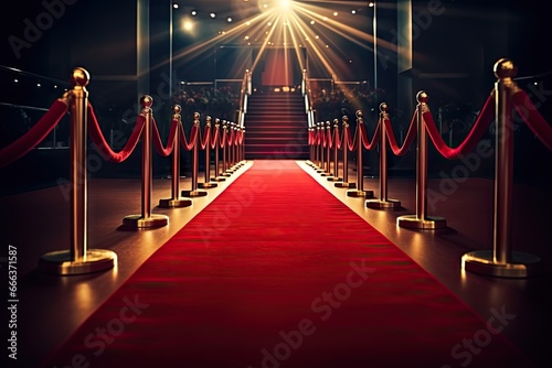 Golden glitz and red velvet. Luxury event entrance. Vip affair. Carpet elegance and prestige. Cinematic excellence. Premiere night