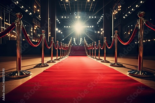Golden glitz and red velvet. Luxury event entrance. Vip affair. Carpet elegance and prestige. Cinematic excellence. Premiere night
