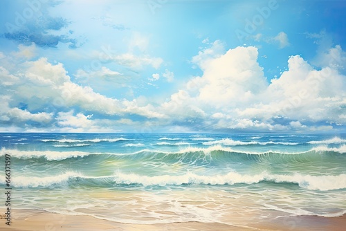 Beach Scene: Ultimate Beach Sea Bliss with Sun, Sand, and Waves